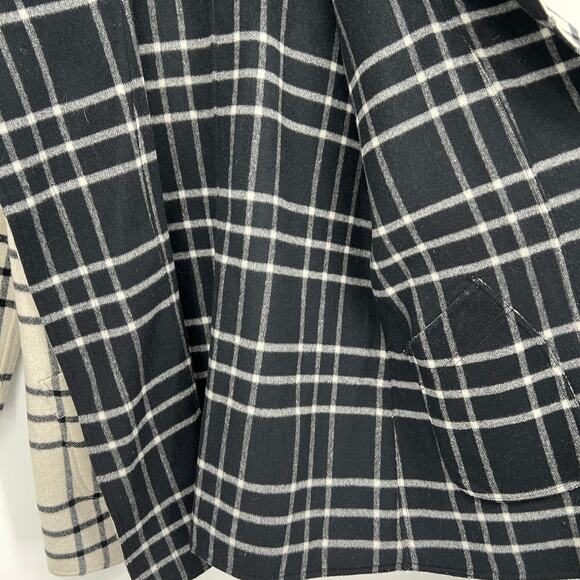 Sutton Studio Petite Window Pane Plaid Wool Reversible Coat Women's 10 P Black - Picture 6 of 7